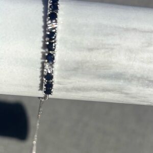 Sapphire & diamond CZ bracket w slide clasp